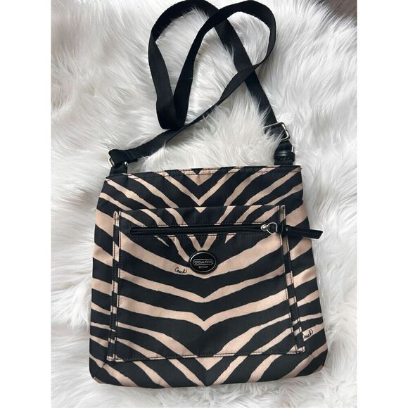 Coach Zebra print Black and Cream Crossbody Bag - Picture 1 of 8
